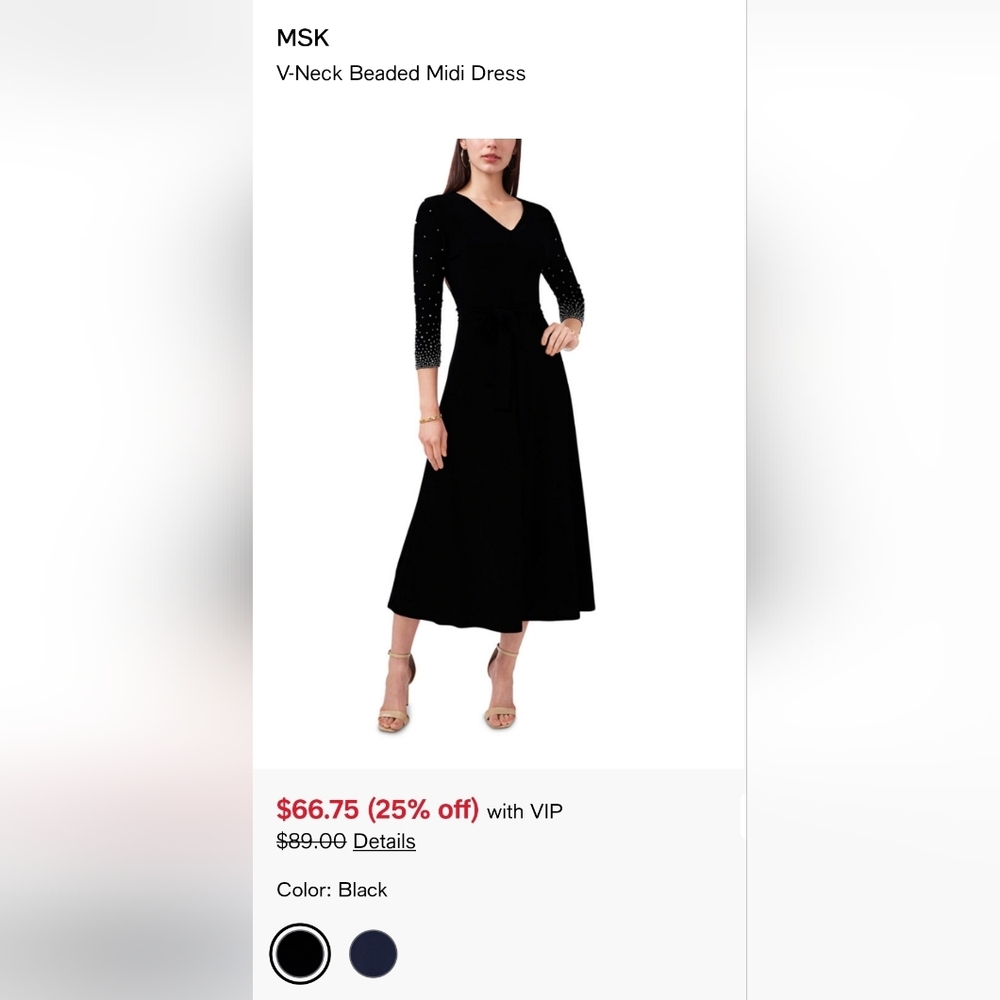 MSK Black Women's Dress with Simple Neckline